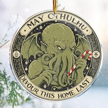 Imagem de Decorações de Natal – Impressão dupla face acrílica de 9 cm (May Cthulhu Devour This Home Last 1 - Cosmic Horror H. P. Lovecraft Gifts Ideas)