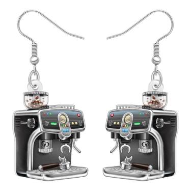 Imagem de BAMAY Brincos de acrílico exclusivos para baristas para cafeteira, pingentes para máquina de café expresso, joias vintage, bebedores, café, presente para mulheres, Medium, Acrílico, Sem pedra preciosa