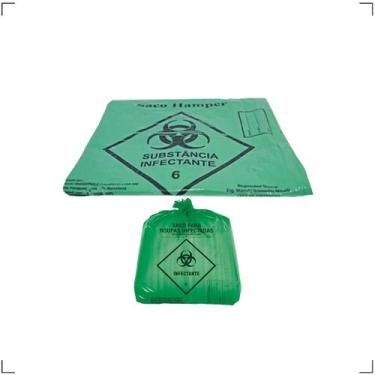 Imagem de Saco Verde Cordão Roupas Infectadas Hamper 100 L 50 Unid - Araken