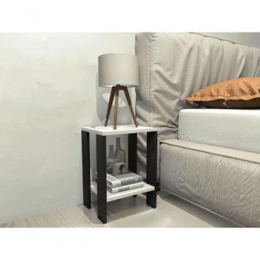 Imagem de Mesa De Cabeceira Mesa De Apoio Mesa Auxiliar Mesa Lateral Preto Com Branco