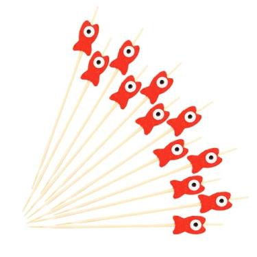 Imagem de Espetos de bambu descartáveis Little Fish Aperitivo, coquetel de palitos de frutas, sanduíche, sobremesa, palitos longos para festa de aniversário, decoração de alimentos, palitos de coquetéis