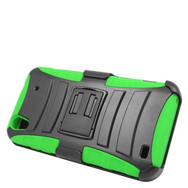Imagem de Eagle Cell ZTE Quartz Z797C Capa protetora híbrida suporte/coldre com clipe de cinto - embalagem de varejo - verde/preto