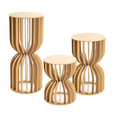 Imagem de Trio Mesa Festas Ampulheta Enfeites Decorações Mdf(TRIO,Cor do log)