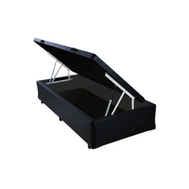 Imagem de Cama Box Baú Solteirão 96x203 material sintético - PH&S, Preto