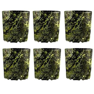 Imagem de Copos de Whisky 300ml Copos Para Suco Drink Whisky De Vidro Grosso (Personalizado) Conjunto Com 6 Verde com Preto