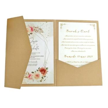 Imagem de MillaSaw Cartões de convite de aniversário de casamento envelope de convite fácil DIY cartões comemorativos 25 peças (champanhe escuro)