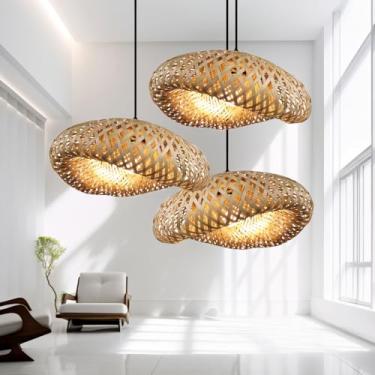 Imagem de Kit 3 Luminária de Teto Lustre Pendente Bambu Luzza Honolulu 40 Rústico