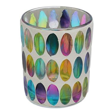 Imagem de Suporte de luz de chá em mosaico grcfumo, porta -velas perfumadas de vidro colorido, porta -velas da teia de tealight para quarto, escritório, festa, decoração da sala de jantar