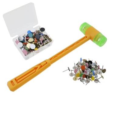 Imagem de Antrader 100 pinos de pressão de cabeça redonda tachinha de polegar de 0,43 polegadas para uso pessoal no escritório e escola (colorido)