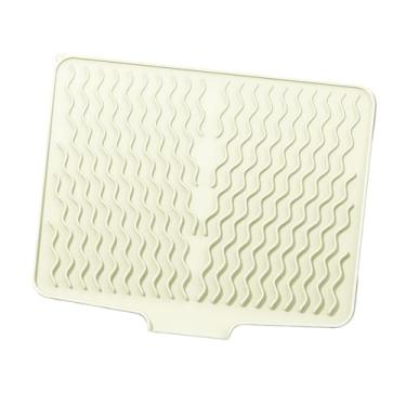 Imagem de IEUDNS Tapete de silicone para secagem de pratos, proteção de superfície, isolamento, tapete de drenagem versátil, para escorredor de pratos para balcão de, Branco