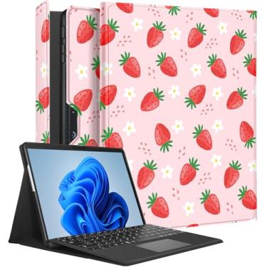 Imagem de Wazzasoft Capa para Microsoft Surface Pro 9 de 13 polegadas 2022 para mulheres e meninas linda capa fólio morango kawaii proteção compatível com teclado tipo capa para Windows Surface Pro 9 capa de