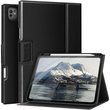 Imagem de Antbox Capa para iPad Pro de 11 polegadas 2024 M4, couro vegano premium, suporta totalmente Pencil Pro e Pencil (USB-C), função hibernar/despertar automática, suporte de lápis integrado para iPad Pro
