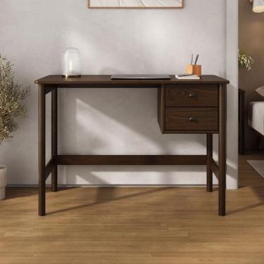 Imagem de Escrivaninha De Madeira 2 Gavetas Office 110 cm Cor Imbuia Marlo - IDI