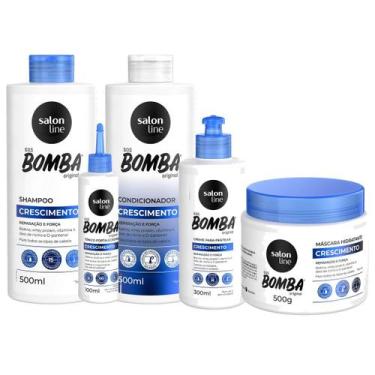 Imagem de Shampoo Bomba 500ml+cond.500+tônico+máscara+creme Pentear - Salon Line