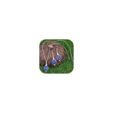 Imagem de 72ore Conjunto de brincos de colar boho prata azul gota cristal pingente brincos colar para mulheres conjunto de joias boho presentes de aniversário roupas acessórios, Sem Pedra Preciosa