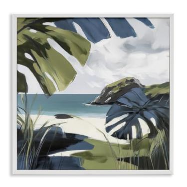Imagem de Stupell Industries Tropical Island Vibes Design de arte giclée emoldurado branco por Elara Yasna, 17 x 17