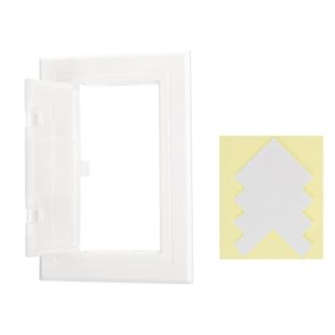 Imagem de PATIKIL Painel de acesso para drywall 15 x 10 cm, 1 conjunto de plástico ABS capa de orifício de parede porta de acesso com fita dupla face para teto de parede elétrica, branco