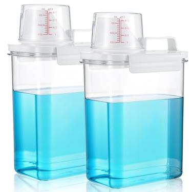 Imagem de mekueeex Dispensador de detergente líquido para roupas de 1,7 g, dispensador de sabão em pó, suporte e recipiente de amaciante de tecido de plástico transparente, organização e armazenamento de