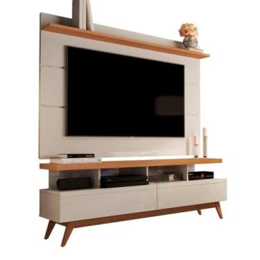 Imagem de CONJUNTO DE RACK + PAINEL VIV. COR OFF WHITE / NATURE 1.60m PARA TV AT
