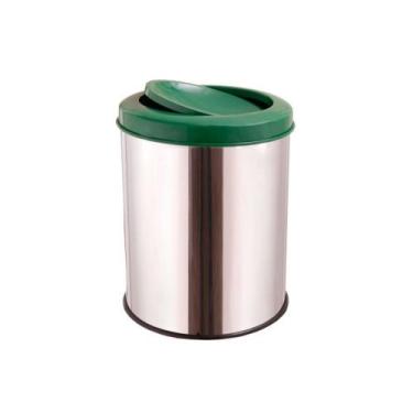 Imagem de Lixeira Inox Com Tampa Flip-Top (Basculante) 15 Litros - Aldinox, Verd