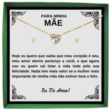 Imagem de Colar Conjunto Ouro Feminino Dia Das Mães Corção Ponto Luz + Brincos +