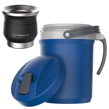 Imagem de Cuia Térmica Inox Preto 250ml Jarra Azul 2,5L Tereré Termolar
