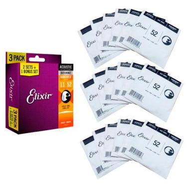 Imagem de KIT 3 Encordoamento Elixir violao aço 011 bronze 8020 L3P2 16538