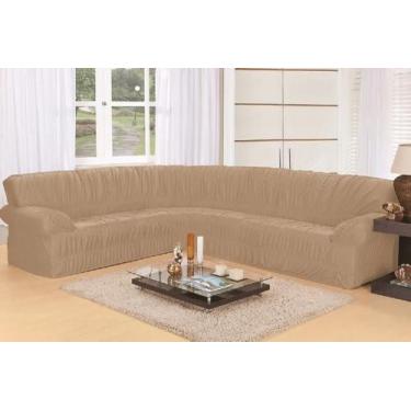 Imagem de Kit Capa Sofá De Canto De Até 5/6 Lugares Com Braço - FF Enxovais, Beg