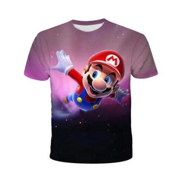 Imagem de Camiseta Infantil De Manga Curta Com Desenho Animado Super Mario Drago