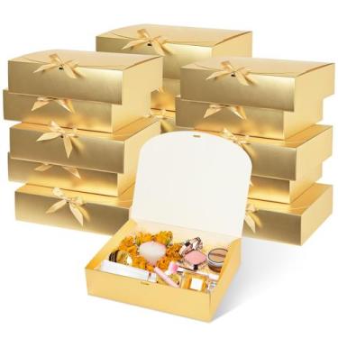 Imagem de Caixas de presente WLUSEAXI Gold com tampas, pacote com 12, 31,2 x 24,