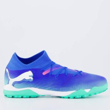 Imagem de Chuteira Puma Future 7 Match Society Azul e Branca, 44