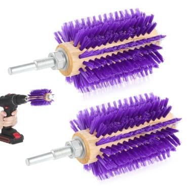 Imagem de Willinglong 2 peças de mini broca para gado de 10 cm, kit de cuidados com escova roxa adequada para gado, vacas, cavalos, ovelhas e porcos