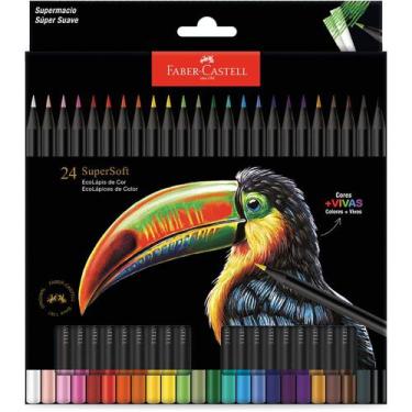 Imagem de Lápis de cor Faber Castell super soft com 24 cores + vivas