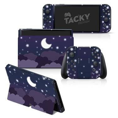 Imagem de Tacky Design Clouds Skin compatível com Nintendo Switch OLED Skin Wrap Cover, Midnight Purple Stay Sky para adesivos Switch OLED, vinil premium 3M (Nintendo Switch OLED)