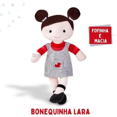 Imagem de Boneca Pano Infantil Lara Antialérgico E Lavável 32 Cm Linda - Monolo