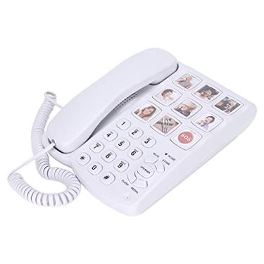 Imagem de Luqeeg Telefone com botões grandes, memória de imagem com números pré-definidos, materiais ABS, telefone com fio com mostrador rápido SOS de um toque e alto-falante para idosos, deficiência auditiva