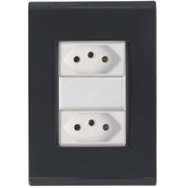 Imagem de Cj Duas Tomadas Dupla 10A Liz Grafite Tramontina Completo pronto - Kit