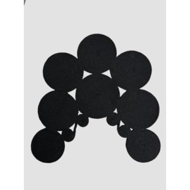 Imagem de SHIVERO HOMES Tapete de banheiro de juta Boho | Tapete de banheiro lavável feito à mão | Tapete de banheiro moderno | Decoração de banheiro boho de tecido dupla face (preto)