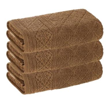 Imagem de Kit 3 Toalhas de Rosto Karsten Fio Penteado – 48x80 cm - Bragança Marrom