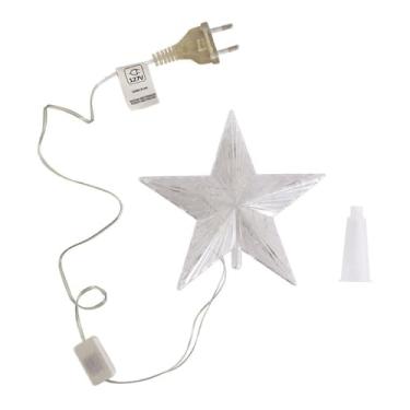 Imagem de Enfeite de Natal - Ponteira Estrela Pisca Pisca - 18cm - 10L - Branco