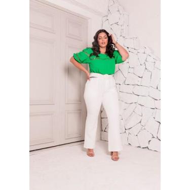 Imagem de Calça Plus Size Alfaiataria Cinto Forrado - Predilects Plus, Offf whit