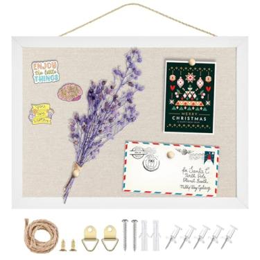 Imagem de Quadro de avisos de linho, quadro de cortiça para paredes, quadros de avisos pequenos de 26 x 36 cm, quadro de pinos para decoração de casa, cozinha, escritório, quadro de avisos de tecido (WH-2636)
