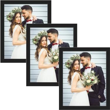 Imagem de Porta Retrato 13x18 Preto | Kit 3 unidades | Móvel ou Parede | Moldura Decorativa Minimalista | Dupla Face Inclusa | Moderno e Elegante