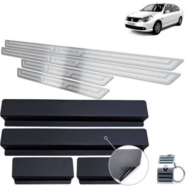 Imagem de Soleira Inox Renault Symbol 2009 a 2013 Prata Alto Relevo