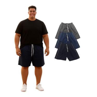 Imagem de Kit Com 3 Bermuda Tactel Reforçada Plus Size Com Elástico - Wju Jeans,