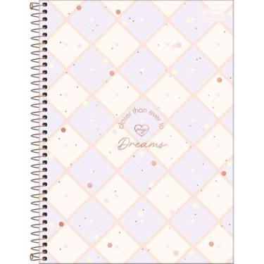 Imagem de Tilibra - Caderno Espiral Capa Dura Universitário 1 Matéria Soho 80 Folhas - Fundo Xadrez Lilas Coraçao