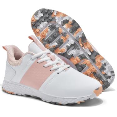 Imagem de ULTIANT Tênis esportivo feminino à prova d'água sem pontas para golfe tamanho 34-39, Branco_rosa, 36