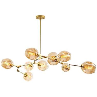 Imagem de Lustre E27 Nordic Glass Ball Chandelier Altura ajustável, Lustre preto fosco, E26 Metal Hand Blow Branches Pendant Light, Luminárias de globo de meados do século de 79"