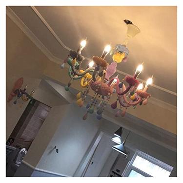 Imagem de Lustre moderno para quarto de crianças, lustres para quarto de crianças, berçário de princesa, luminária suspensa para casa interna, cor de macaron, lustre para quarto de meninas (tamanho: 8