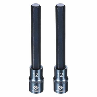 Imagem de HARFINGTON 2 soquetes hexagonais de impacto de 1/5.1 cm H12 (12 mm) métrico 14.0 cm de comprimento S2 soquetes de aço 6 pontos para adaptador de furadeira elétrica, azul